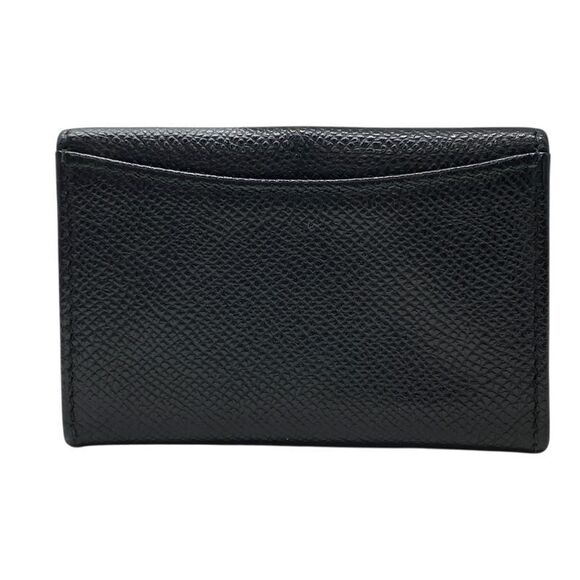 Bvlgari Coin Case Coin Purse Coin Purse Card Case Logo Black Grain Leather - Picture 2 of 10